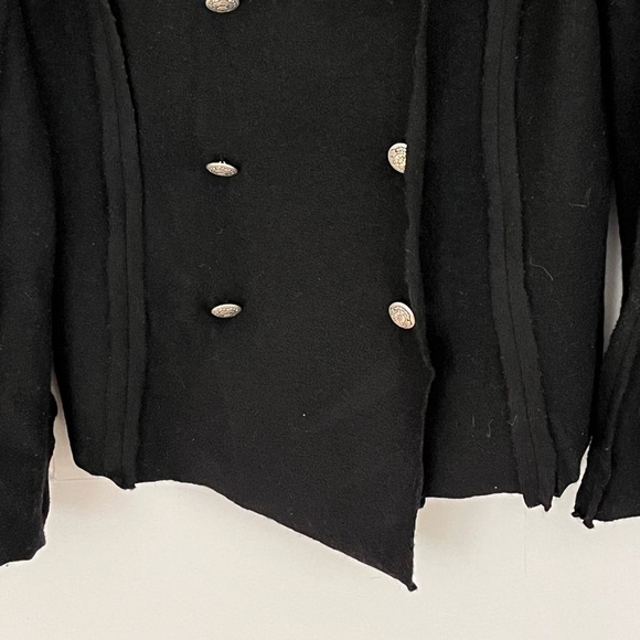 Soft Surroundings Black Double Breasted Boiled Wool Moto Jacket Size XS - Picture 4 of 16